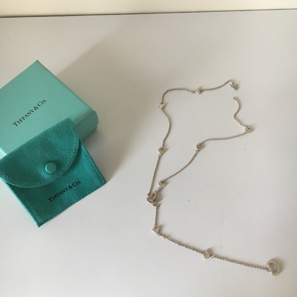 Tiffany & Co Sterling Silver Heart Lariat Necklace